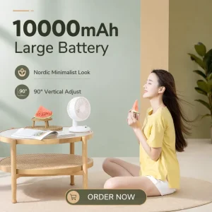 Home Rechargeable USB & Battery Powered Portable Desk Circulating Air Circulator Fan 4000mAh Battery Cooling Plastic Hotel Use