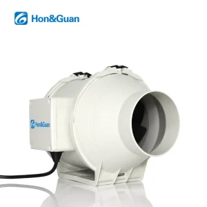 Hon&Guan 4” Turbo Fan Blowers Cooler Fan Exhaust Ventilation Fans High Static Pressure Mixed Flow Inline Duct Fan