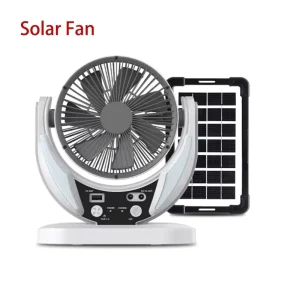 Hot Outdoor 6 Inch Mini Table Fan Portable Desk Solar Fan With Led Light For Office Home