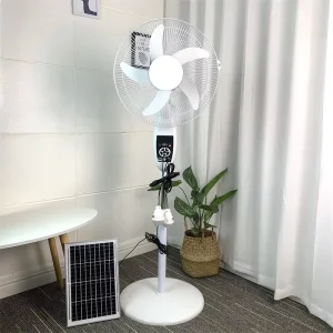 Hot Sales High Quality Electric Rechargeable 16 Inch Solar Panel Fan Smart Standing Fan With Battery Included