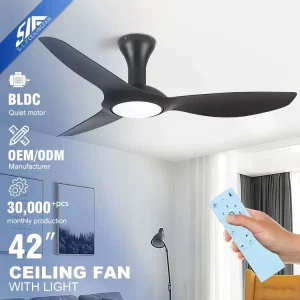 Hot Sales Residential CB CE Approved 42 Inch 3 ABS Blades Flush Mounted Remote Control Led Ceiling Fan With Light