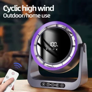 Hot Selling Desktop Fan Dual Use Rechargeable Camping Desk Fan with Night Light Remote Control Circulating Cooling Fan