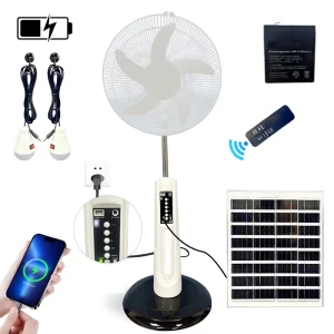 Hot Selling Household Rechargeable 12V 16 Inches Standing Fan AC DC with Solar Panel 9 Speed Save Electricity Solar Fan