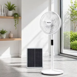 Hot Selling Product Cooling White 16Inch Solar Electric Fan Rechargeable Solar Fan With Solar Panel