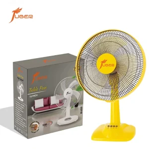 Hot Selling Quiet Yellow Electric AC 16 Inch Desk Fan with Five Blades Mechanical Control Foldable Design for Outdoor & Car Use