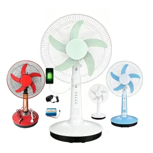 Hot Selling Rechargeable 12″ Table Fan Built in Power Bank 3 Speed Silent Operation Solar Fan for Home and Outdoor Using
