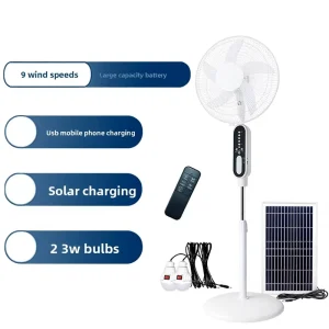 Hot selling Overseas 16 inch Solar powered Fan Remote Control Rechargeable Floor standing Design High capacity Battery Model