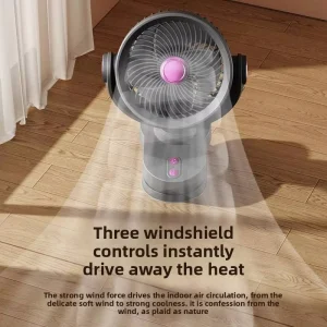 Hotel Commercial Use Plastic Bladeless Oscillating Floor Fan Remote Control Battery Powered Low Noise Adjustable Height