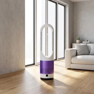 Household 2 in 1 Air Cooling Fan Floor Smart Portable Bladeless Fan with Air Purifier