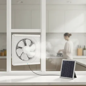 Household Bathroom Kitchen Solar Powered Exhaust Fan DC Motor Suspended Window Fan 12VDC Electric Exhaust Fan 12 Inch