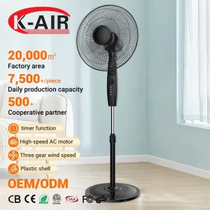 Household Outdoor Hotel 3 Speeds Strong Wind Mechanical Control Electric AC Motor 18 Inch Plastic Stand Oscillating Timer Fan