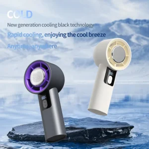 Hxtc88 New Arrival 3000mAh Usb Rechargeable Digital Display Air Ice Cold Compress Portable Wearable Hand Handheld Small Mini Fan