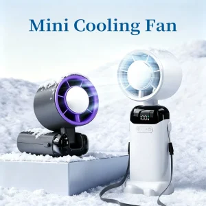 ICE Superconductive Cooling Handheld Fan 199 Speed Smart Digital Display Foldable Desktop Neck Fan USB Rechargeable Portable