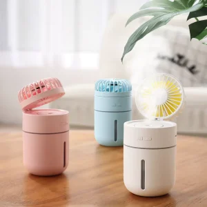 IMYCOO 3 in 1 Fan Blue Rechargeable USB Desktop Water Spray Mist Fan Huimidifier Mini Fan With Night Light