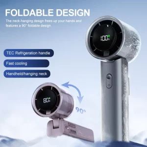 IMYCOO New Arrival 4500mah Cooling Led Display Foldable Handheld Portable Fan Rechargeable Summer Turbo Mini Hand Held Fan