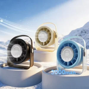 IMYCOO Touch Screen Display Rechargeable Table Fan Custom Logo Portable Cooling USB Battery Desk Circulating Fan