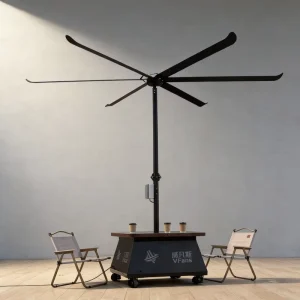 IP65 Waterproof Dustproof Outdoor Industrial Standing Fan Ventilation Stable Adjustable Speed HVLS Pole Fan for Cafe Shop