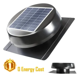 IP68 Waterproof 25W Solar Attic Fan with 65W Brushless Motor 14 Inch Residential Roof Exhaust Vent Fan for Home Heat Extraction