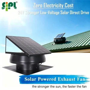 IP68 Waterproof 60W Solar Powered Attic Fan 14 Inch Roof Exhaust Fan with Brushless DC Motor for Gable & Ceiling Ventilation