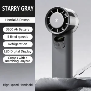 Ice Cooling Fan Portable Rechargeable High Velocity Fan Strong Airflow Fan for Outdoor Travel Camping Portable Air Cooler Fan