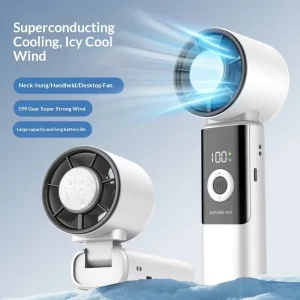 Ice Turbo Fan USB Powered Handheld Small High Speed Foldable Outdoor Portable Fan with Brushless Motor and Stepless Speed