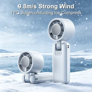 IceCooling High Speed Foldable Mini Fan Portable USB Electric Rechargeable 6000-10000mAh Battery Strong Wind Handheld Low Car