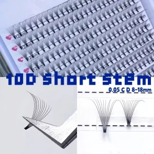 In Stock Handmade 4D 5D 6D 10D Ultra Dark Black Short Stem Eyelash Fans RTS JUMPO Trays Pre Made Fans Eyelashes