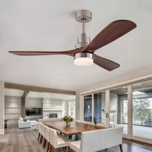 Indoor Ceiling Fan with Light 22W LED Wood Blade 6 Speed DC Reversible Remote Control