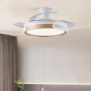 Indoor Living Room Bedroom Metal DC Motor Light LED Ceiling Fan Retractable Blades Ceiling Lamp With Fan