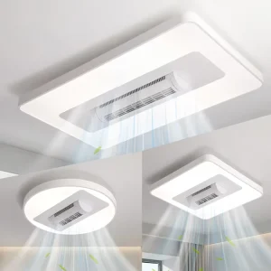 Indoor Modern Hotel Bedroom Decorative Acrylic Smart Bladeless Led Ceiling Fan With Light
