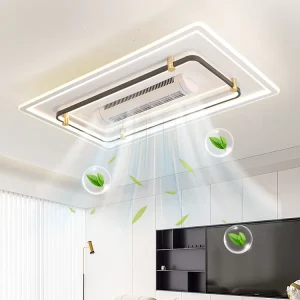 Indoor Modern Hotel Bedroom Decorative Smart Bladeless Acrylic LED Ceiling Fan Light With Remote Control