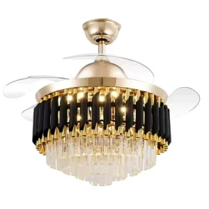 Indoor Modern Led Crystal Ceiling Fans 42inch Remote Control Chandelier Ceiling Fan Light