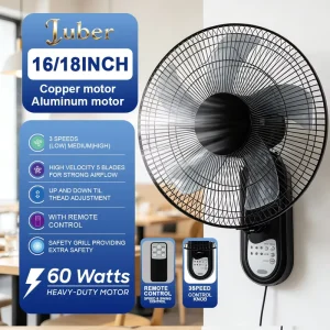 Industrial 16 Inch Adjustable Angle Remote Control Wall Fan Wide Coverage Electric Cooling Fan High Efficiency