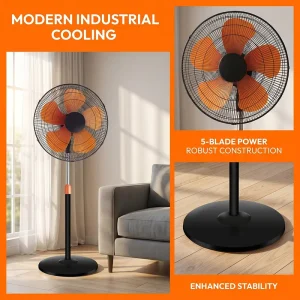 Industrial 18 Inch Stand Fan with Dense Safety Grille 3 Speed Adjustable Pedestal Fan for Home and Workshop