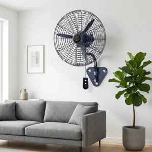 Industrial 20 26 30-Inch AC Electric Rechargeable Wall Fan with Swing Key Control 3 Blades for Household Use