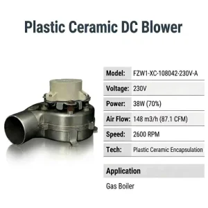Industrial 230V 38W 2600RPM Plastic Ceramic Centrifugal Fan Aluminum Alloy Impeller for Gas Wall hung Boiler Forced Exhaust
