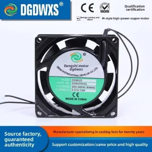 Industrial AC Powered 220V Dual Ball Bearing Axial Fan DS8025 Rectangular Silent Heat Dissipation Blower