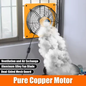 Industrial Axial Exhaust Fan 10 Inch 1460cmh Airflow 55W Copper Motor Aluminum Blades Ball Bearing Button Control CE Certified