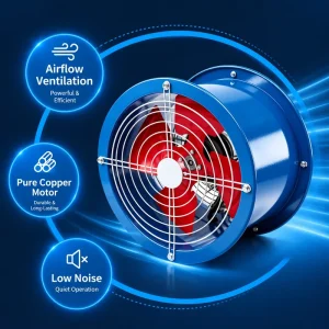 Industrial Axial Fan Duct Fan Exhaust Fan Ventilation Fan Industrial Cooling Fan High Airflow Metal Body Fan OEM Manufacturer