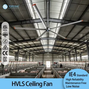 Industrial Ceiling Fan 12ft with Permanent Magnet Motor Touch Control <38dB Noise 3 Year Warranty KC Certified for Gyms