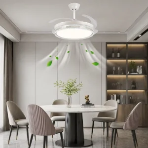 Industrial Ceiling Fan Light 42 Inch 96W Powerful Airflow Retractable Blades Dimmable LED Farmhouse Living Room Decor Hot