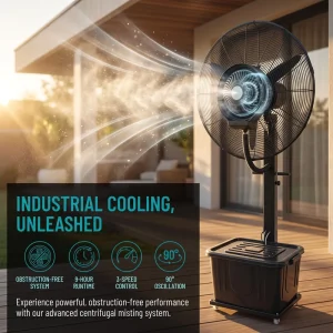 Industrial Cooling Mist Fan Industrial Outdoor Fans Multi Function Control and Large Capacity Tank for Summer Promotion