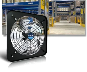 Industrial Electric Wall-Mounted 5-Blade Axial-Flow Fan with Steel Casing, 10-Inch Copper Motor, 1460 CMH, 55W