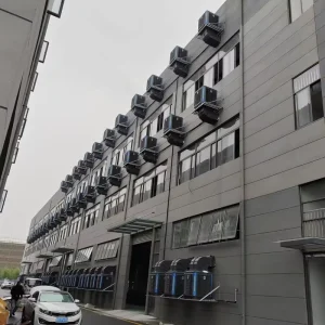 Industrial Evaporative Air Cooler Pump AC Fan Motors Eco Friendly Wall Window Mount Workshop Cooling System 1 Year