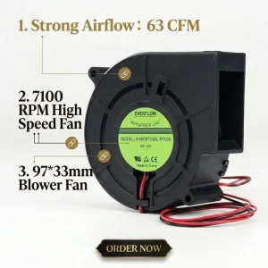 Industrial High Pressure Centrifugal Blower Cooling Fan 97*33mm High Performance for Seat Ventilation System or Energy Storage