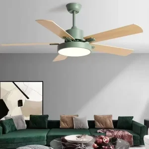 Industrial Metal Ceiling Fan Light with Remote Control and LED Strong Air Volume for Living Room Simple Modern Design