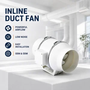 Inline Duct Fan, Low Noise Ventilation Exhaust Fan for Home and Commercial Use