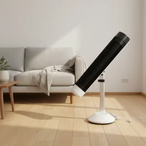 Intelligent Bladeless Turbine Tower Fan ABS with Light Can Adjustable Height Oscillation and Horizontal Rotation for Household