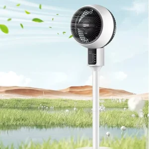 Intelligent Electric Standing Fan with 7.5 hour Timed Remote Control 3D Wide angle Shaking and Three Speed Control Smart Fans