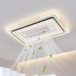 Intelligent Modern 120W Full Spectrum LED Ceiling Fan with Remote Control Iron Bladeless Design for Living Room LED Ceiling Fan